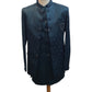 Teal - PREMIUM Slim Fit Mens Self Brocade BandhGala / Prince / Chinese Collar Jacket with Long inside Waistcoat - Fantastic Fit - CS2505 01PY25