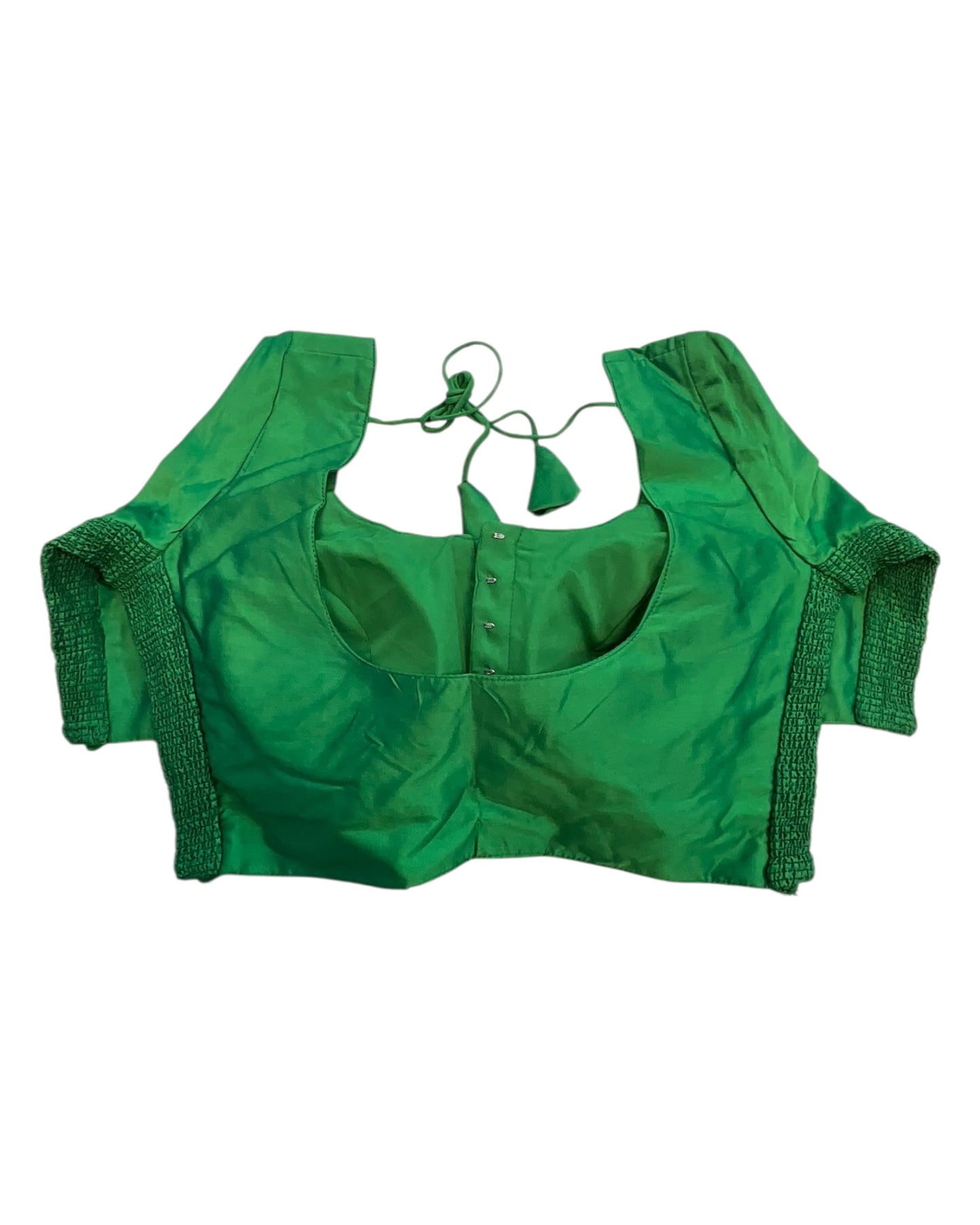 Green - HYBRID Silky Saree blouse - With Elastic on both side for Great fit - Size 36",38", 40" S M L  - VAM1216 Ap