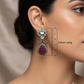 Dark Pink - Small - Antique Gold Finish Traditional Earrings - Bollywood - Weddings - 15ER715 07J26