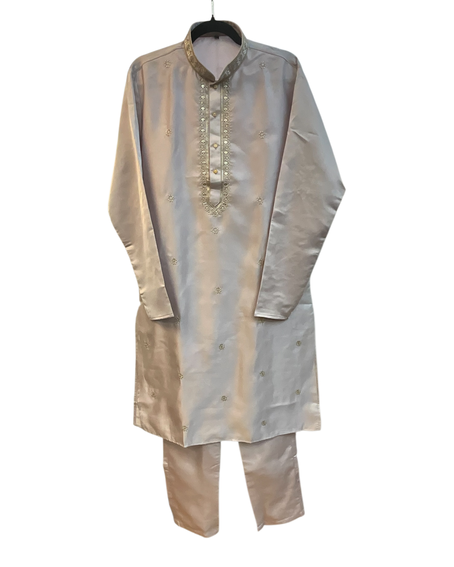 Baby Pink - Pastel - Soft Cotton Silky Mens Kurta Set with Neck Thread Embroidery- Sangeet Mehendi Haldi - KCS1019 06KC26