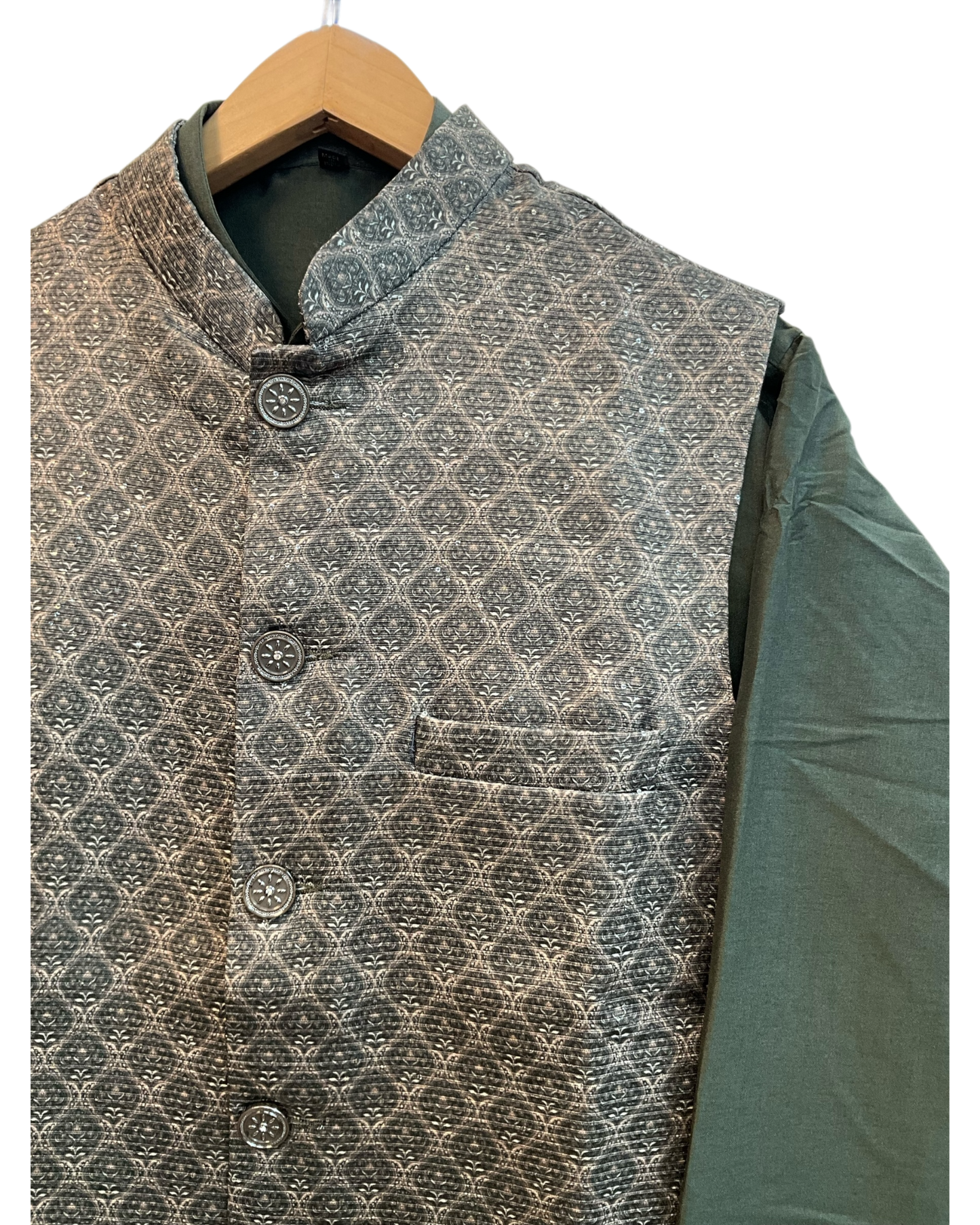 Henna / Mehndi Green - Mens Indian Waistcoat & Kurta Set - UK Stock - 24 hr Dispatch - KCS4010 03VJ26