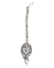 Clear - Silver Finish Medium Size Tika Head Piece - Indian Ladies Fashion Jewellery - AE2442 11Vp24