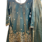 UK 10 / 36" - Sea Green - Silky Brocade Ladies Sharara / Palazzo Trousers Suit - Sangeet / Henna / Temple - JF1234 05TC26