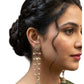 Fuchsia Magenta Pink - Medium - Antique Gold Finish Traditional Earrings - Bollywood - Weddings - 15JE62 07R26
