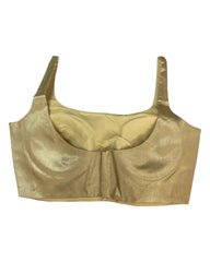 Dark Gold - Rich Banarasi Thin Strap Designer Saree blouse with cups, 38