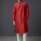 SALE! Size 42" - Red - Mens Plain Silky Kurta Top only, Knee Length - SALE2602
