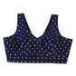 Navy Blue - Gold / Silver Embroidery Silky Saree blouse with cups,  Sleeveless - 38" - UK Stock - Quick Delivery - RNK - R717-KV