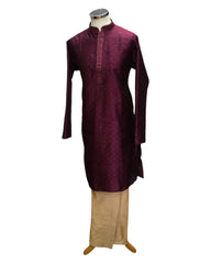 Purple - Handloom Banarasi Mens Indian Kurta set - Weddings / Walimas , Sangeet, Eid, Mehndi / Henna - KCS1012 KR 0824 KP