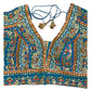 Turquoise - Tie / Dye Printed Crepe Saree / Lehenga blouse - 36" Bust (UK 10) Can be let out to size 14  - B209 01KP25
