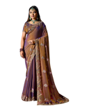 Copper Brown - Fancy Party Saree with Blouse Piece - UK stock - 24hr Dispatch - LTF903 07VV26