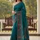 Turquoise Blue - Classic Saree with Thread Work and Blouse Piece - UK stock - 24hr Dispatch - RS2505 VY