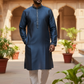 Navy Blue - Banarasi Handloom Brocade Mens Indian Kurta set - UK Stock - Weddings / Walimas , Sangeet, Diwali, Eid, Mehndi / Henna - VEE2429 VP