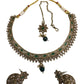 Green - Small - Antique Gold Finish Necklace Set with Earrings - DAJ298 C 0724