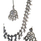 Clear - Large Size Silver Finish Long Necklace Set with Earrings - RZ13  11KT24
