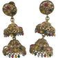 Multi - Large - Antique Finish Traditional Zhumki Earrings - Bollywood - Weddings - HB992 C 0724