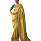 Yellow - Crepe Silky Saree with Fancy Ready made Blouse - KIM-SA217  PJ 1123