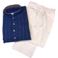 Cobalt Blue - Rich Lucknowi Mens Indian Kurta set with Elasticated smart Pants - Weddings / Walimas , Sangeet, Eid, Mehndi / Henna - KCS1037 VR 0225