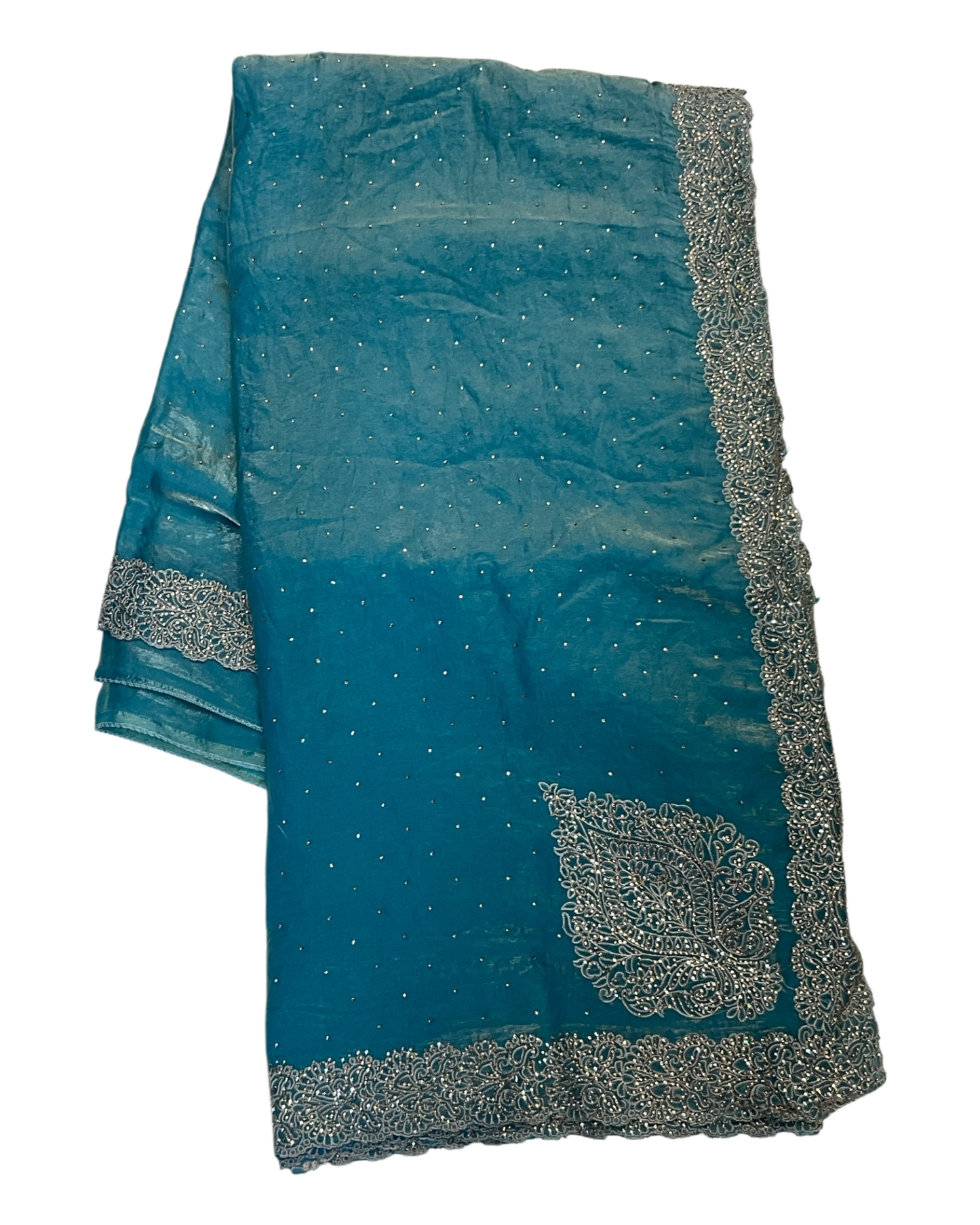 Light Blue - Rich Saree with Thread / Stone Embroidery and Blouse Piece - UK stock - 24hr Dispatch - RS2525 VJ