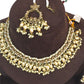 Gold / Neutral - Large Size Antique Gold Finish Necklace Set with Earrings - JE19  C 0424
