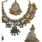 Crystal / Champagne  - Large - Antique Gold Finish Necklace Set with Earrings & Head Piece - AE2512 08KV25