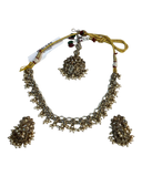 Crystal - Medium Size Antique Gold Finish Necklace Set with Earrings & Head Piece - RAK436 04A26