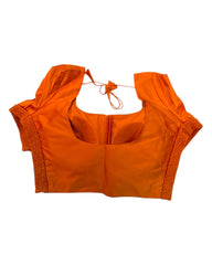 Rust / Dark Orange - HYBRID Silky Saree blouse - With Elastic on both side for Great fit - Size 36