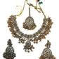 Crystal / Champagne  - Large - Antique Gold Finish Necklace Set with Earrings & Head Piece - AE2512 08KV25