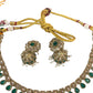 Green - Medium Size Antique Gold Finish Necklace Set with Earrings - SV2403  H 0424
