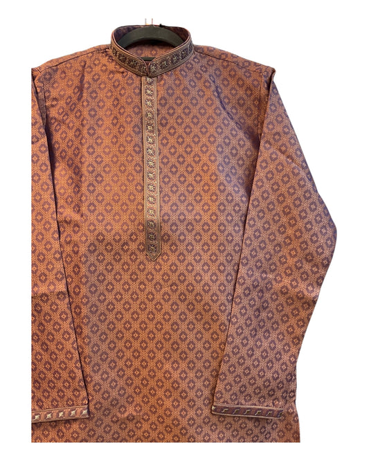 Pink - Banarasi Handloom Brocade Mens Indian Kurta set - UK Stock - Weddings / Walimas , Sangeet, Diwali, Eid, Mehndi / Henna - VEE2433 VR