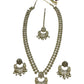 Gold Stone - Large Size Antique Gold Finish Long Necklace Set with Earrings - AVON8022 KH 0525
