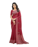 Red - Chiffon Printed Saree with Blouse Piece - UK stock - 24hr Dispatch - LTF104 07KT26