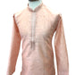 Peach - Silky Self Brocade Mens Kurta Set - Wedding Sangeet Mehendi Haldi - SHU2310 KT 0923