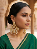 Regal Kundan & Pearl Crescent Chandbali Earrings - Bollywood - Weddings - 6ER44 09J26