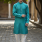 Turquoise Green  - Banarasi Handloom Brocade Mens Indian Kurta set - UK Stock - Weddings / Walimas , Sangeet, Diwali, Eid, Mehndi / Henna - VEE2433 VR