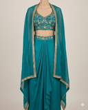 Size 12 (38") - Turquoise Blue - Designer Ladies Short Top Saree Suit - VMK Bhumi PY