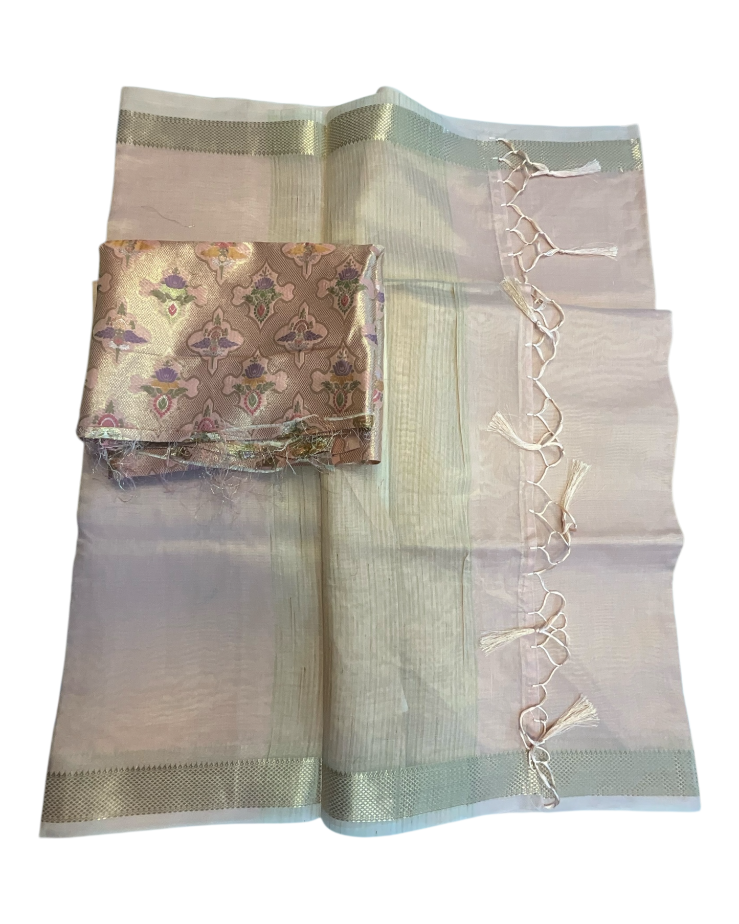 Baby Pink - Fancy Cotton Silky Saree with Brocade Blouse Piece - UK Stock - 2/3 days Delivery  12KP25 RT411002