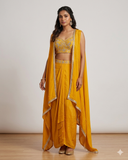 Size 12 (38") - Haldi Yellow - Designer Ladies Short Top Saree Suit - VMK Bhumi PY