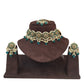 Turquoise Blue - Large Size Antique Gold Finish Necklace Set with Earrings - RAK05  VY 0424