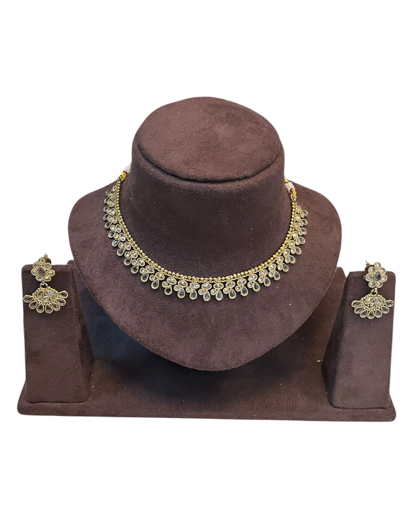 Lilac - Small Size Antique Gold Finish Necklace Set - AE2502 A 0525