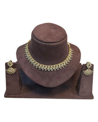 Lilac - Small Size Antique Gold Finish Necklace Set - AE2502 A 0525