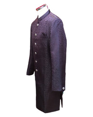 Wine - Classic Self Brocade Sherwani with Quality Buttons -  YD2414 06JP24