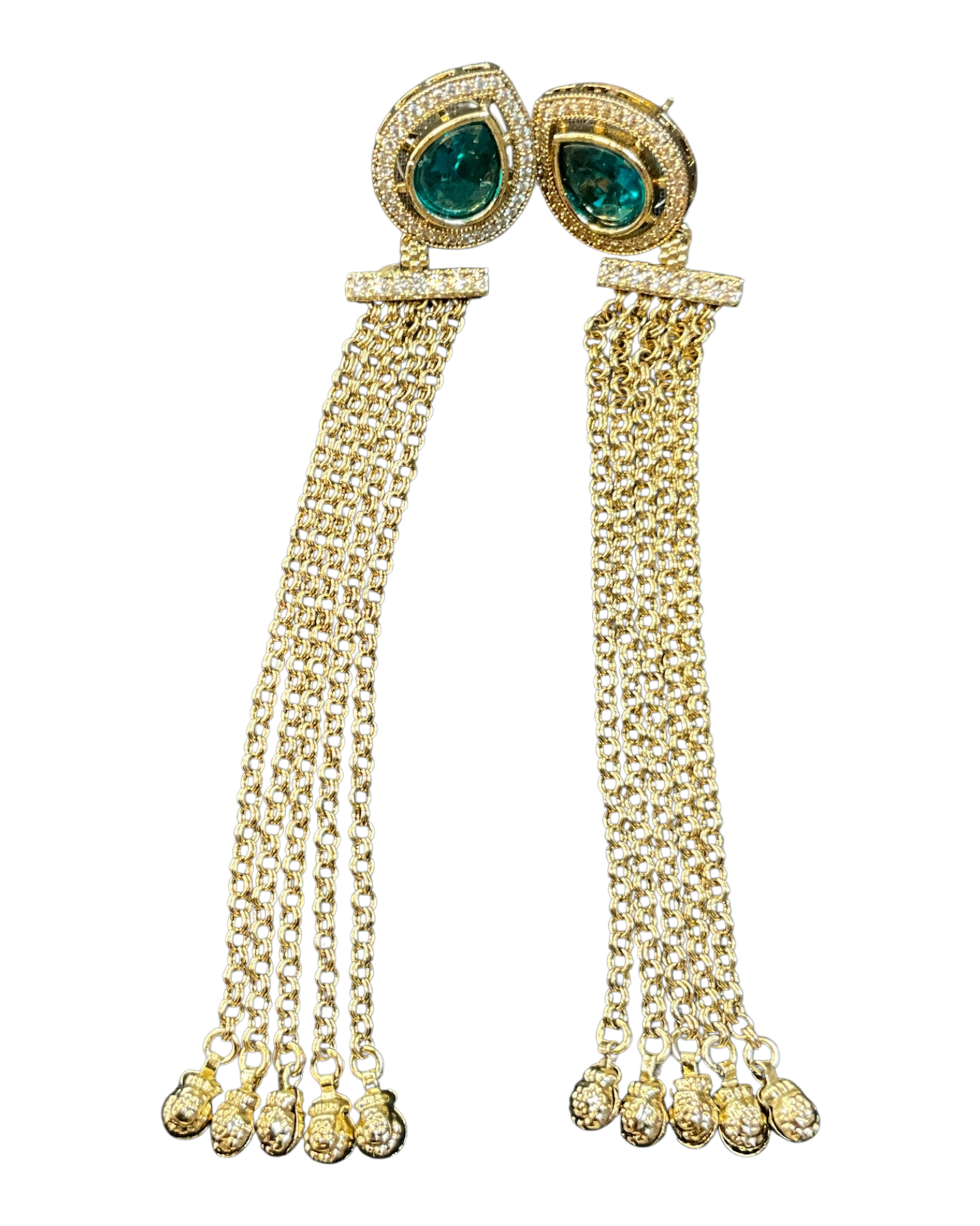 Turquoise - Medium - Antique Gold Finish Traditional Earrings - Bollywood - Weddings - 15ER679 07P26
