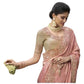 Peach - Handloom  - Designer Embroidered Saree with Blouse Piece - SULBRI4012 PY 0425