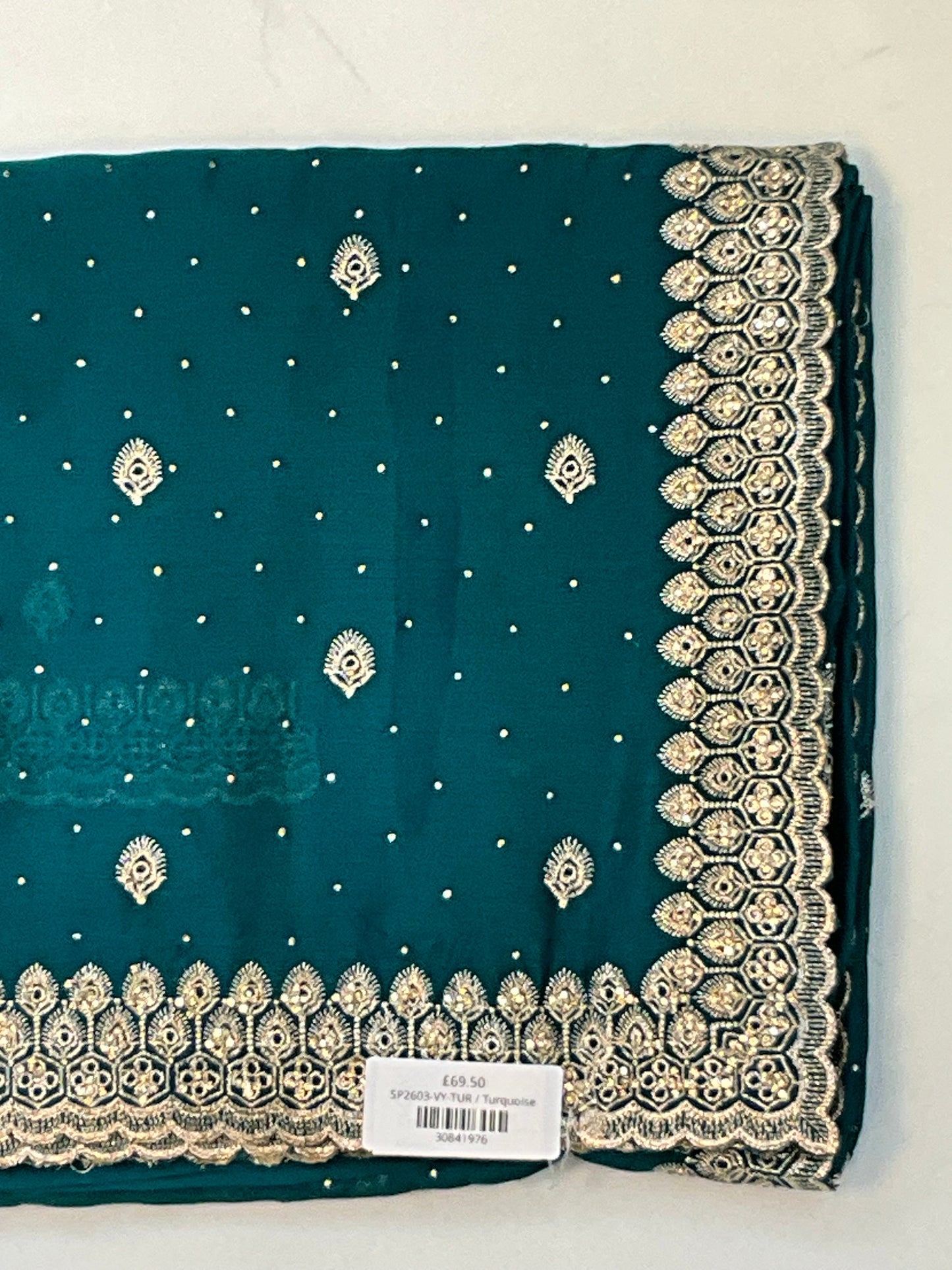 Turquoise Blue - Fancy Party Saree with Blouse Piece - UK stock - 24hr Dispatch - SP2603 VY
