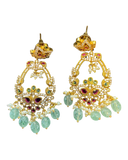 Multi Coloured - Large - Antique Gold Finish Traditional Earrings - Bollywood - Weddings - AE2610 P