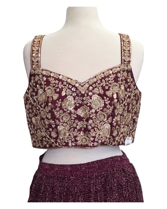 Size 14 / 40" Bust - Wine - Ready Made Lehenga Set - UK Stock - 24h Dispatch - KTC241104