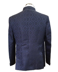 PREMIUM Slim Fit Mens Navy Blue Self Brocade BandhGala / Prince / Chinese Collar Jacket - Fantastic Fit - CS2411 TP 0524