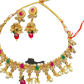 Red / Green - Medium Size Necklace Set with Earrings - SLV11KV 0822