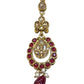 Magenta - Antique Gold Finish Medium Size Tika Head Piece - Indian Ladies Fashion Jewellery - AE2435 11Vp24