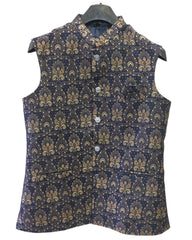 Navy Blue Benarasi Handloom Brocade Mens Waistcoat - Amazing Fit - Great Quality - YD2409 KA 0424